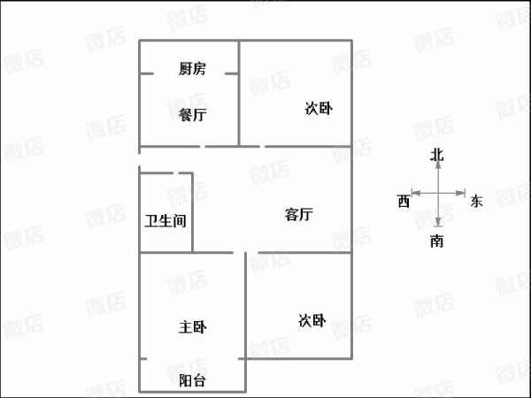 桃园小区  3室2厅1卫   96.00万户型图