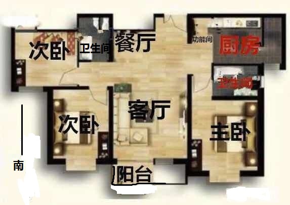 赵都新城福和园  3室2厅2卫   125.00万室内图