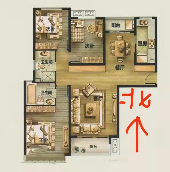 安居东城首府  3室2厅2卫   145.00万户型图