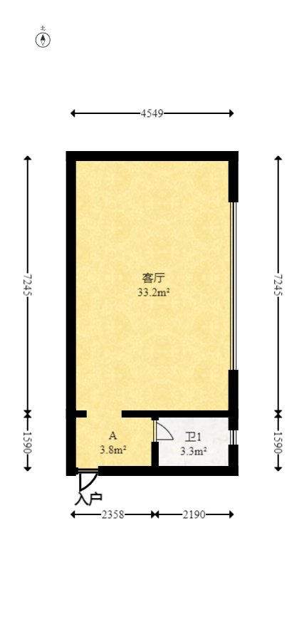 京武浪琴山三期（京武中心）  2室2厅1卫   99.00万室内图1
