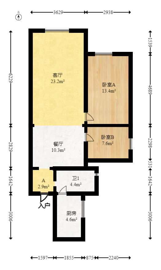 旭辉香樟公馆  2室2厅1卫   88.00万室内图1