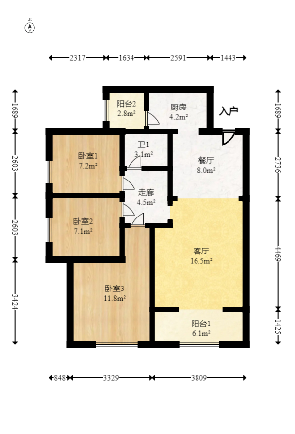 城南故事家园 3室2厅1卫 82.0万 城南故事家园 3室2厅1卫 82.0万户型图