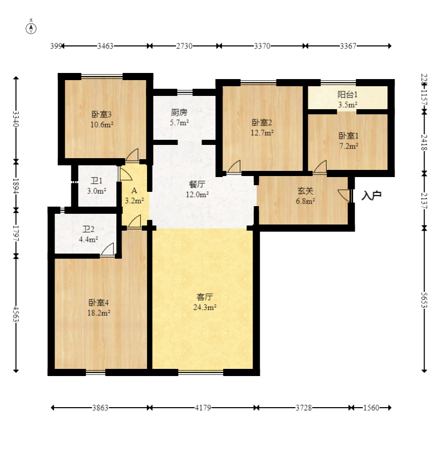 明发阅江悦府  4室2厅2卫    112.0万室内图1