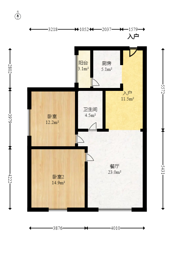 紫云阁  2室2厅1卫   44.80万室内图1