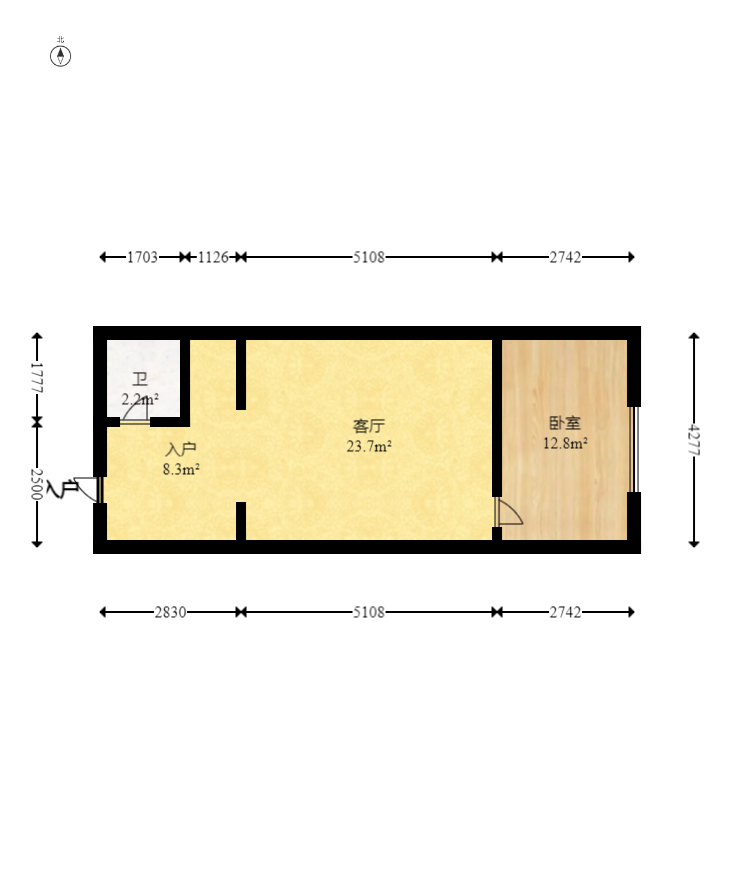 明城广场  1室1厅1卫   54.00万室内图1