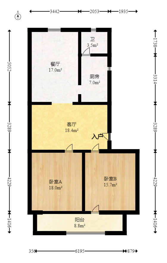 老动物园宿舍  2室1厅1卫   65.00万室内图1