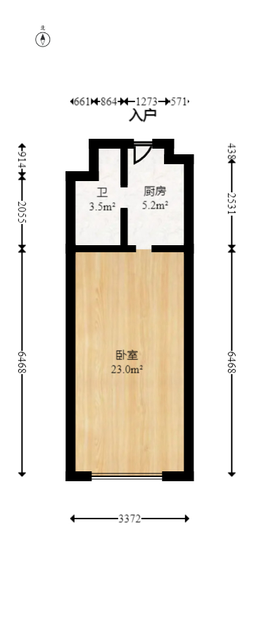 华远华时代  1室1厅1卫   50.00万室内图1
