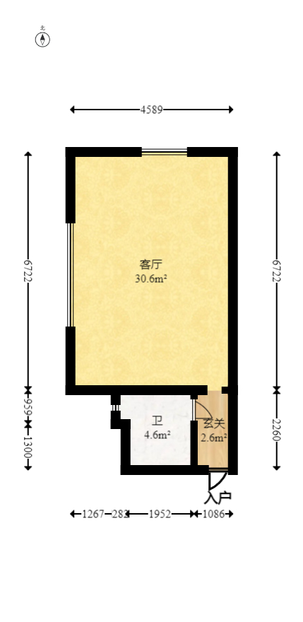富兴时代御城  2室1厅1卫   80.00万室内图1