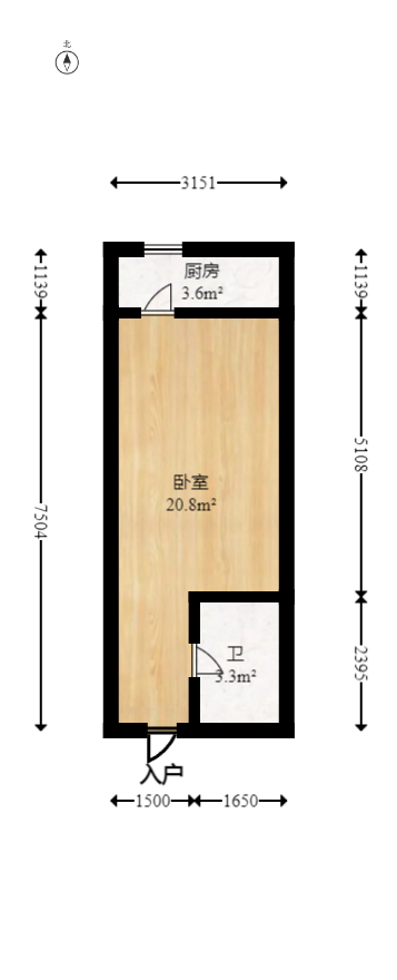 名富公寓  1室1厅1卫   26.00万室内图1