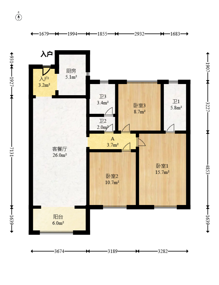 阳光城尚东湾凌云府 3室2厅1卫 105.0万 阳光城尚东湾凌云府 3室2厅1卫 105.0万户型图