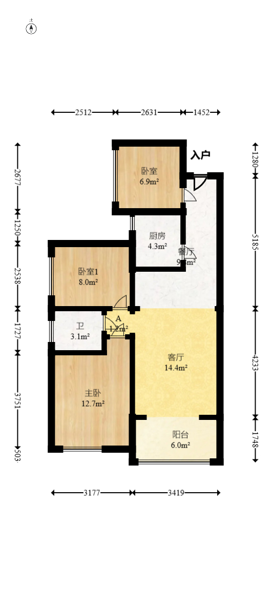 花样年华  3室2厅1卫    58.8万 花样年华  3室2厅1卫    58.8万户型图