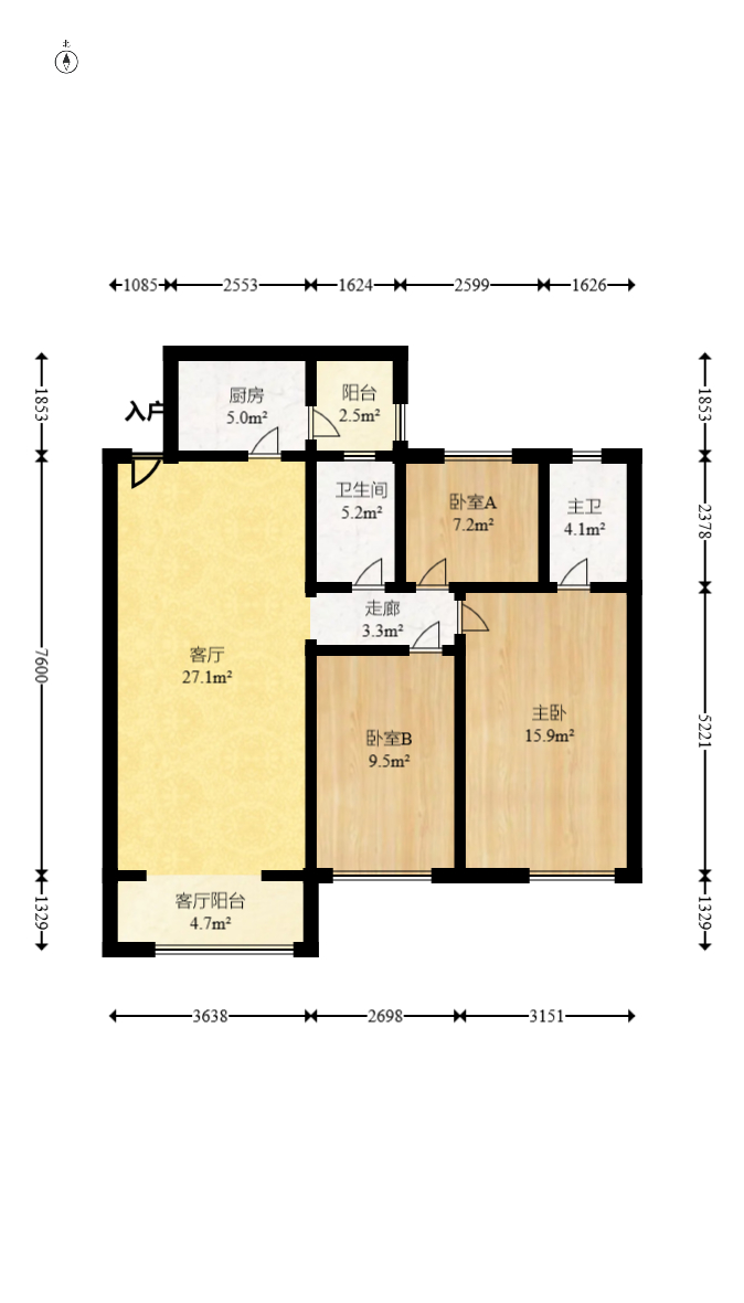 中建芙蓉嘉苑  3室2厅2卫   108.00万室内图1