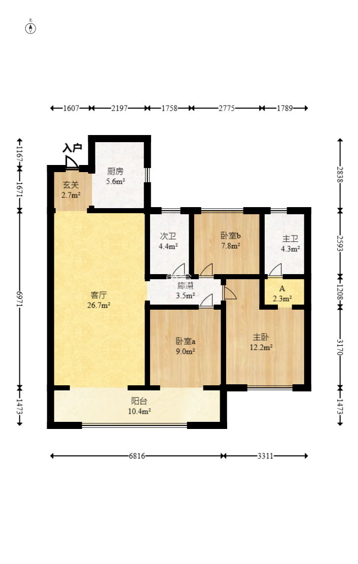 汉唐世家二期  3室2厅2卫   91.00万