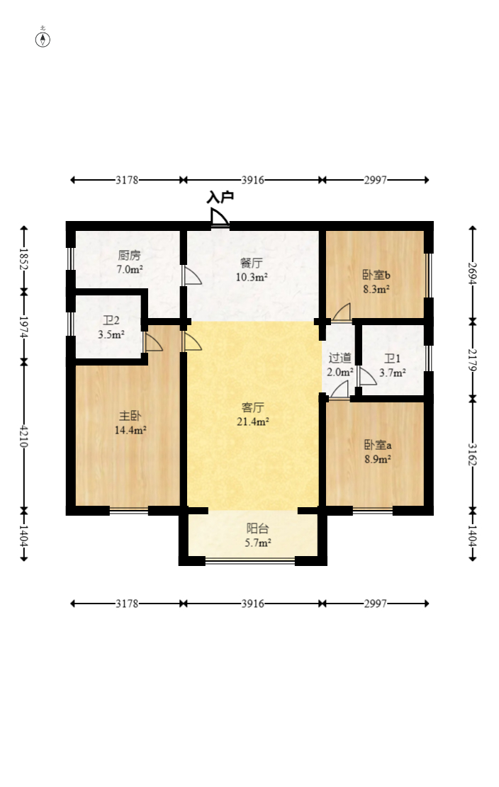 荣盛岳麓峰景 3室2厅2卫 68.0万 荣盛岳麓峰景 3室2厅2卫 68.0万户型图