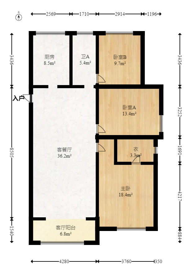 兰亭都荟（璟峰苑）  3室2厅2卫   186.00万室内图1