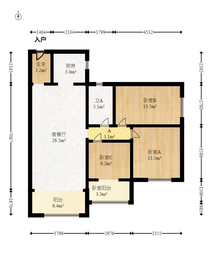 蓝光雍锦阁  3室22厅1卫   155.00万室内图1