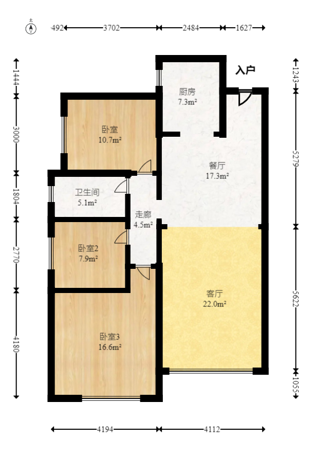 中交中央公园D2区  3室2厅1卫    96.8万室内图1