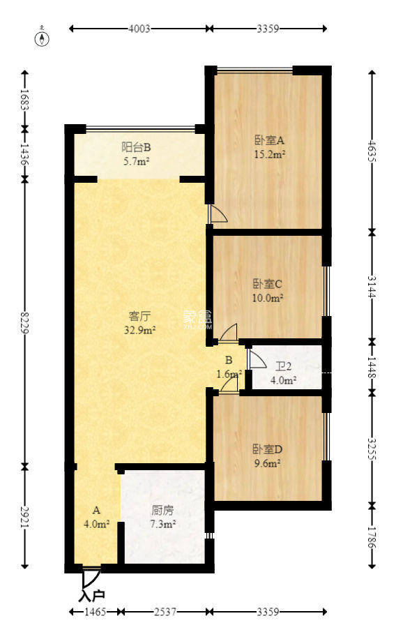 万科金域华府一期  2室2厅1卫    93.8万
