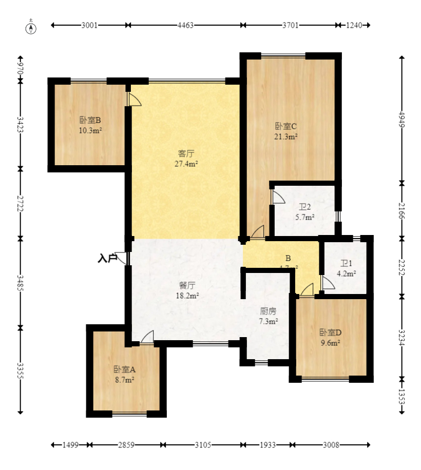 建发玖洲和玺 4室2厅2卫 130.0万 建发玖洲和玺 4室2厅2卫 130.0万户型图