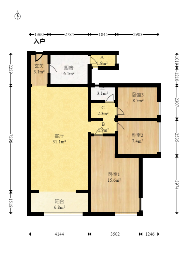 勤诚达新界  3室2厅1卫    65.0万 勤诚达新界  3室2厅1卫    65.0万户型图