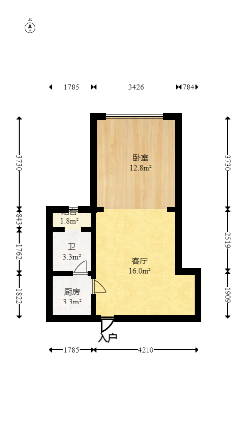 藏珑湖上国际花园  1室1厅1卫   31.00万室内图1