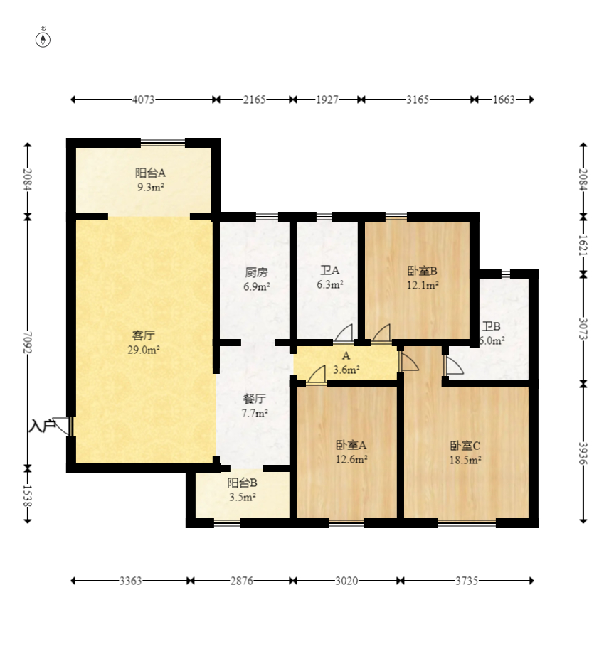 恒大雅苑 3室2厅2卫 107.0万 恒大雅苑 3室2厅2卫 107.0万户型图