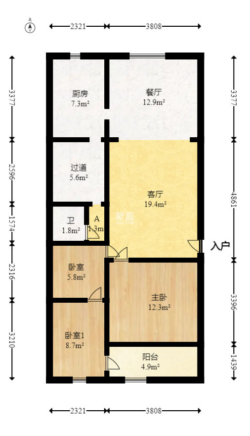 物资厅宿舍（五一大道）  3室2厅1卫   68.00万