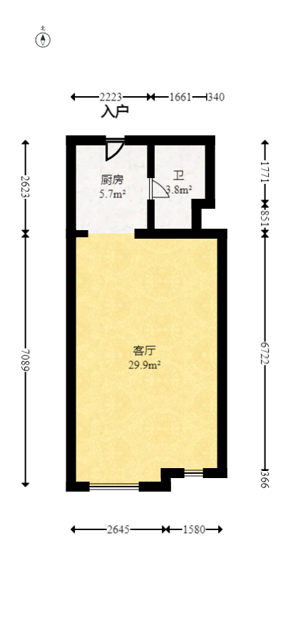 北辰三角洲E4区  1室1厅1卫   50.00万室内图1