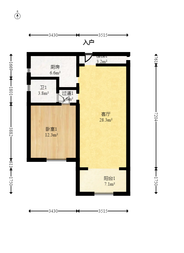 北辰三角洲E7区  3室2厅2卫   178.00万室内图1