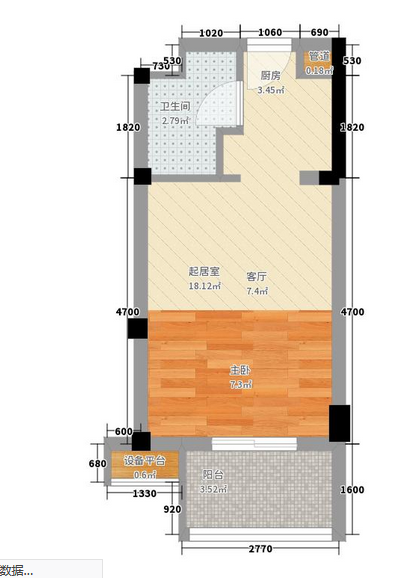 金轮星光名座  1室1厅1卫   1500.00元/月室内图1