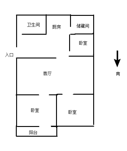 矿院家属院  3室2厅1卫   83.00万户型图