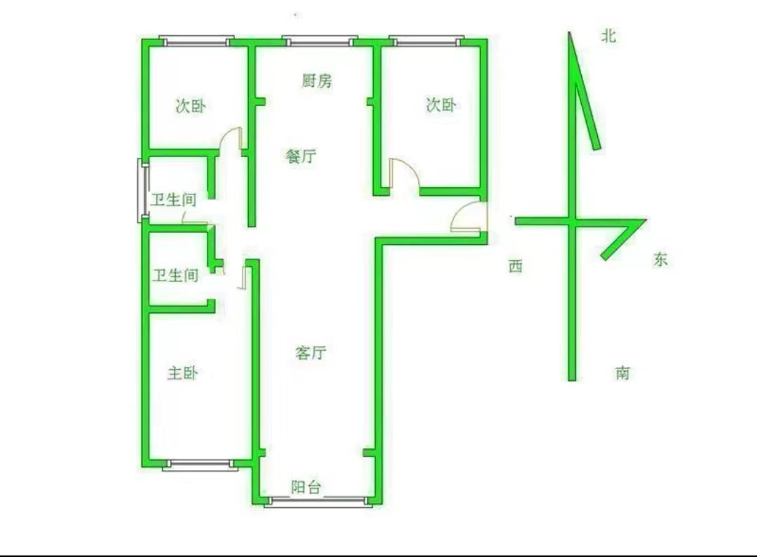 美的城  3室2厅1卫   173.00万户型图