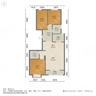 拉德芳斯北区（世嘉名苑2号院）  3室2厅2卫   150.00万室内图1