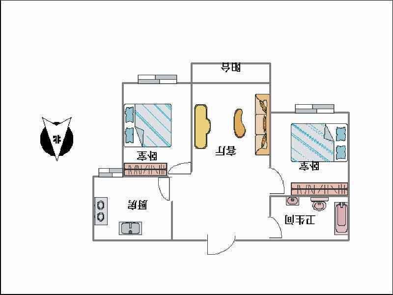 赵都新城天和园  2室2厅1卫   105.00万室内图