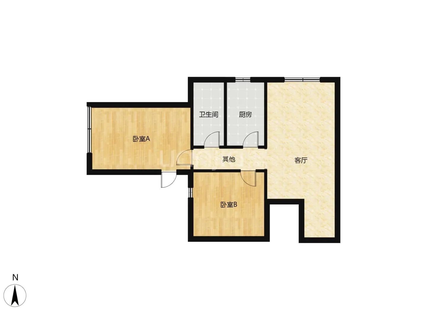 汉成华都东区  2室2厅1卫   73.00万室内图