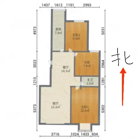 绿树林枫  3室2厅1卫   100.00万室内图1