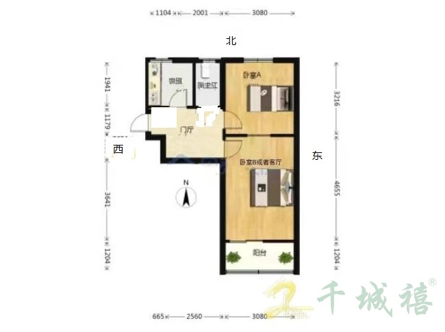 罗城头4号院  2室1厅1卫   28.00万户型图