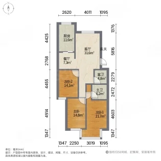 苹果怡园  3室2厅2卫   138.00万