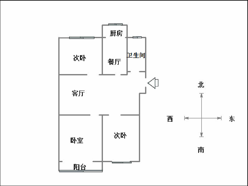 辰翔建安南院  3室2厅1卫   90.00万户型图