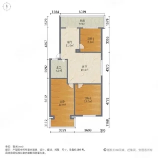 桃园小区  3室2厅1卫   950.00元/月室内图