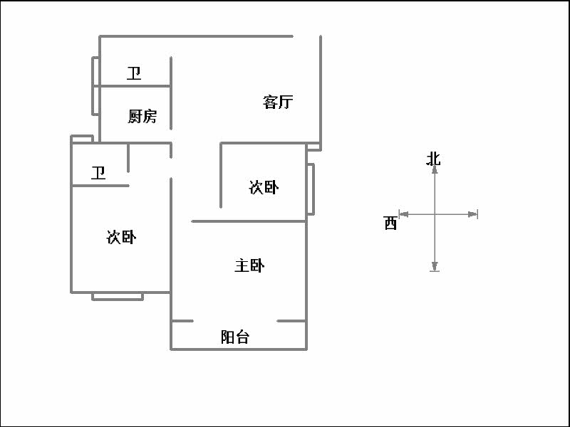 汉成华都西区  3室2厅2卫   69.00万户型图