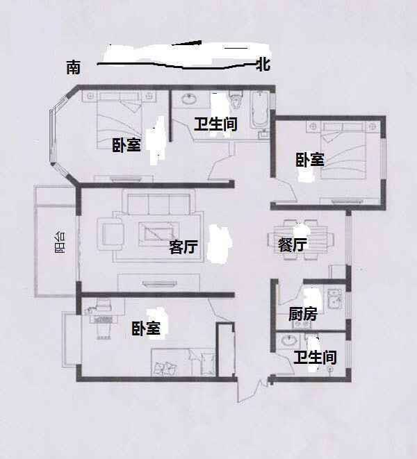 赵都新城福和园  3室2厅2卫   140.00万户型图