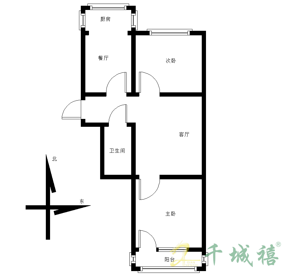 农林路114号院(光明小区)  2室2厅1卫   70.00万户型图