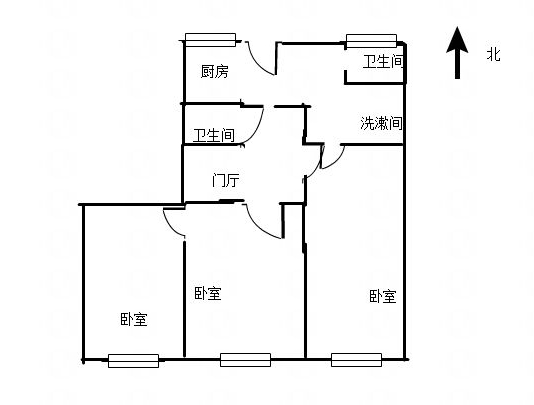 报社胡同3号院  3室1厅2卫   58.00万户型图