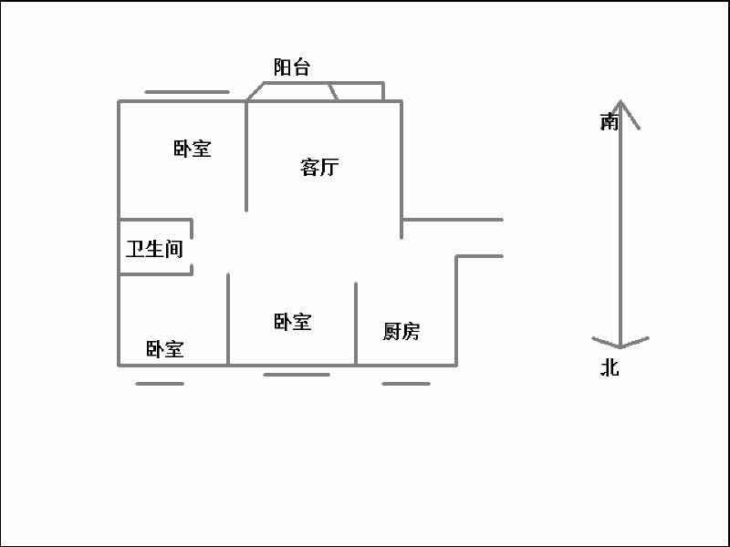 赵都新城泰和园  3室2厅1卫   1500.00元/月户型图