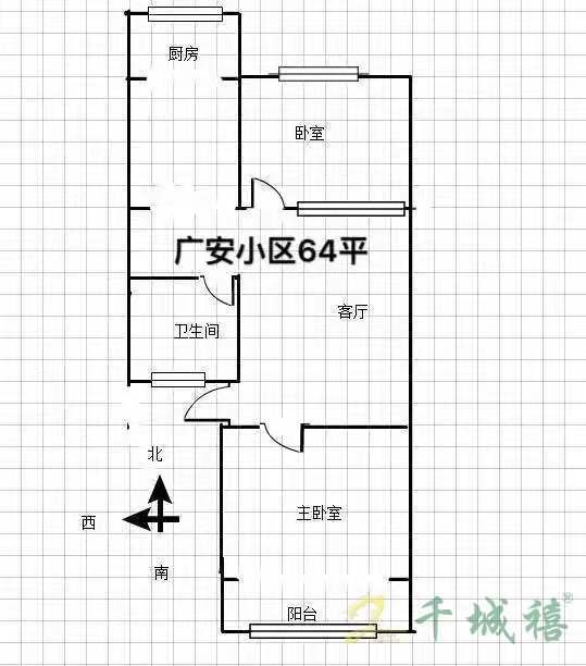 广安小区  2室2厅1卫   1100.00元/月