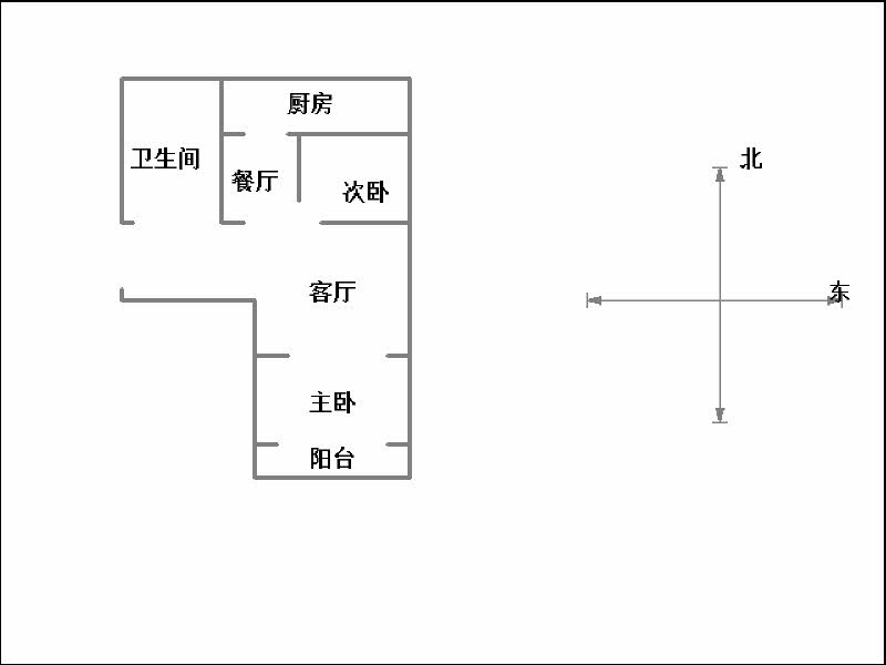 人民西路105号院(水利花园)  2室1厅1卫   1100.00元/月户型图