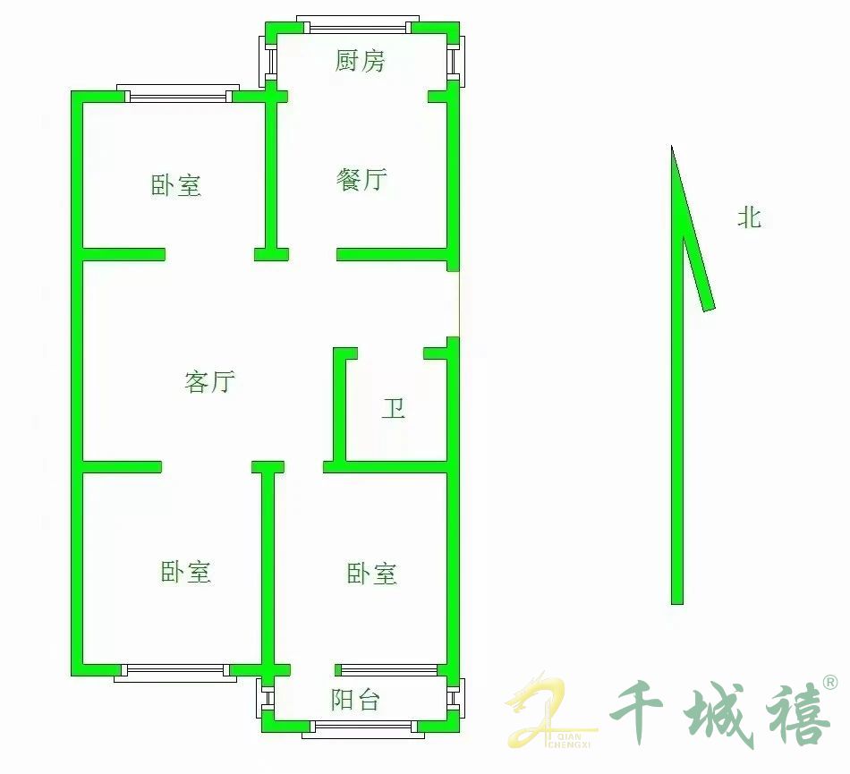 农林路17号院  3室1厅1卫   75.00万户型图