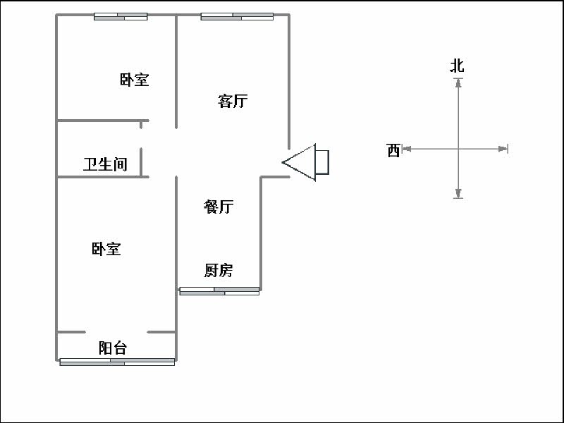 屹立花园（屹立?温泉花园）  2室2厅1卫   65.00万户型图