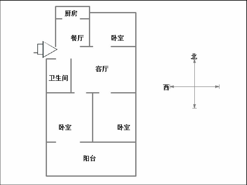 传输局家属院  3室2厅1卫   84.00万户型图